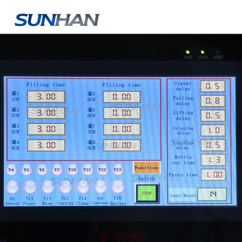 control panel of spray-on cleaner filling line