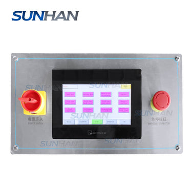 control panel of cardboard packing machine