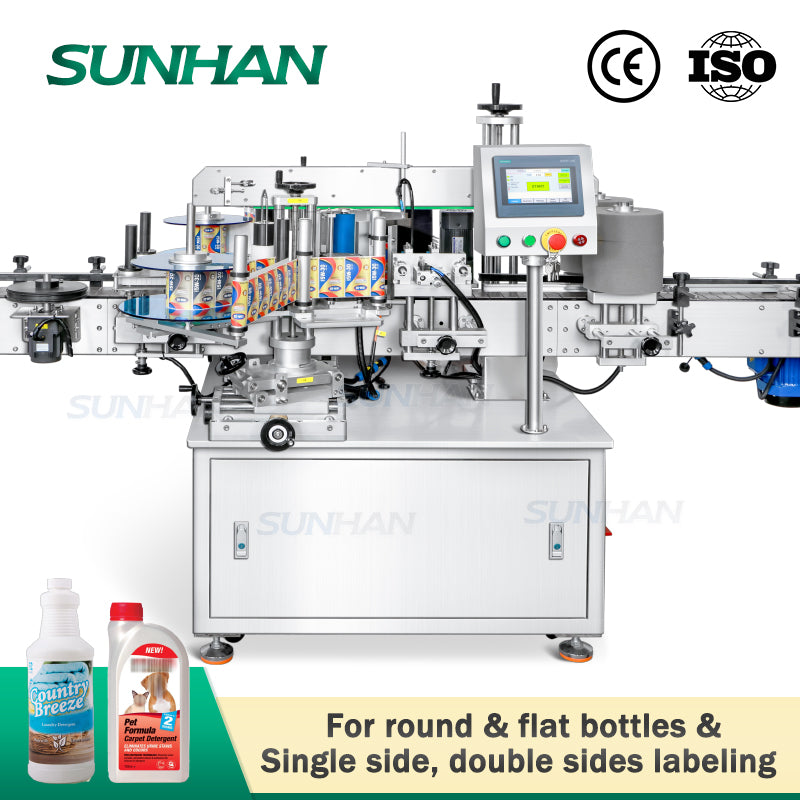Dual Use Labeling Machine | SH-TB300L Flat Round Bottle Labeler ...
