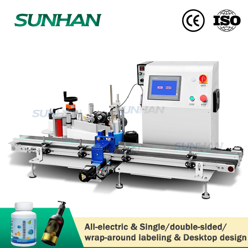 Electric Labelling Machine Tabletop Full Electric Labeling Machine | SH-ETB150 Bottle Labeler ...
