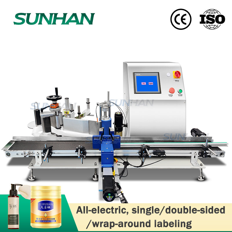 Electric Labelling Machine Tabletop Full Electric Labeling Machine | SH-ETB150 Bottle Labeler ...