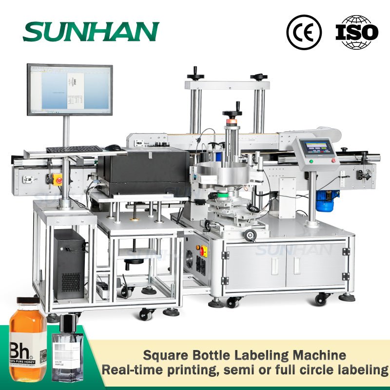 Print Labelling Online Print Labeling Machine | SH-TB162PO Square Bottle Labeler ...