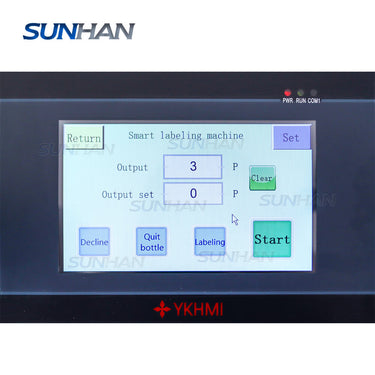 control panel of  lotion bottle labeler machine