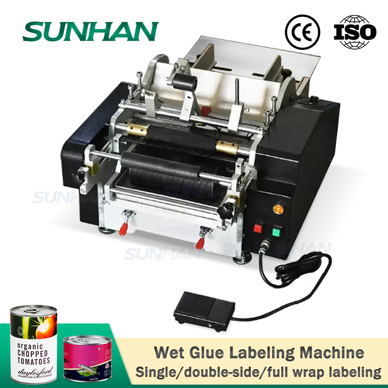 Wet Glue Labeling Machine | SH-JTB10 Wet Glue Round Jar Labeler ...