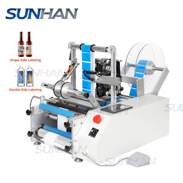 Semi-automatic round bottle labeling machine